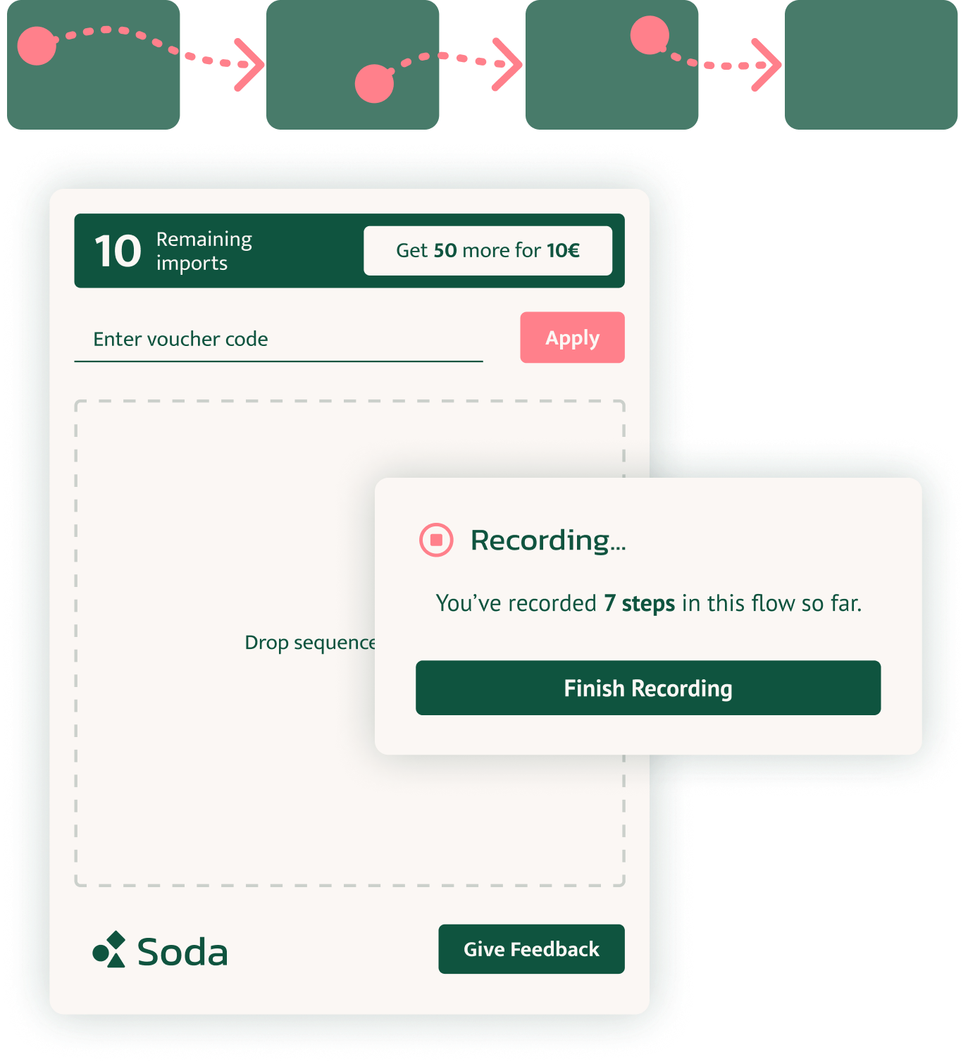 Record user flows and visualise them in Miro with Soda Flows Soda Flows, recording flows as you click through them and allowing you to import them in Miro for visualisation.